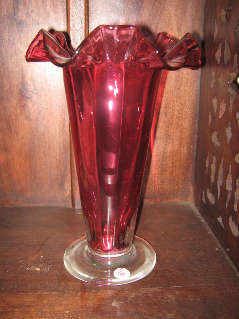 Blown Cranberry Glass Vase