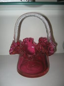 Blown Cranberry Glass Basket