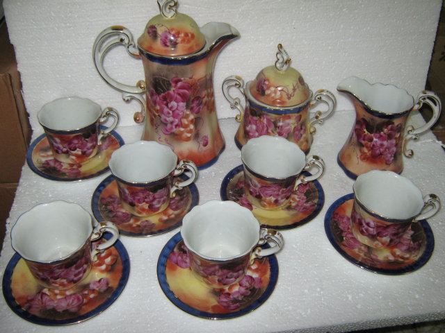 Tea Set- Porcelain- Grape pattern