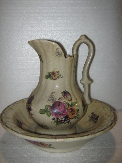 Rose Pattern Pitcher and vase