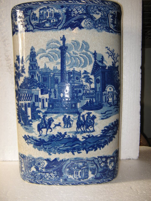 Flow Blue Porcelain Umbrella Stand