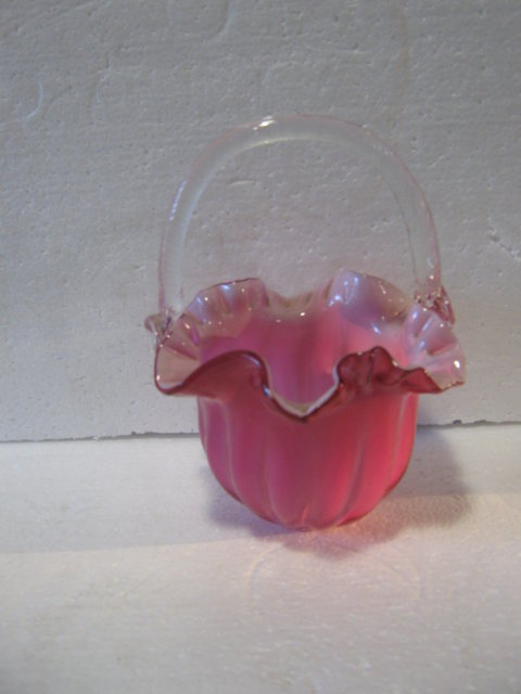 Blown Cranberry Glass Basket