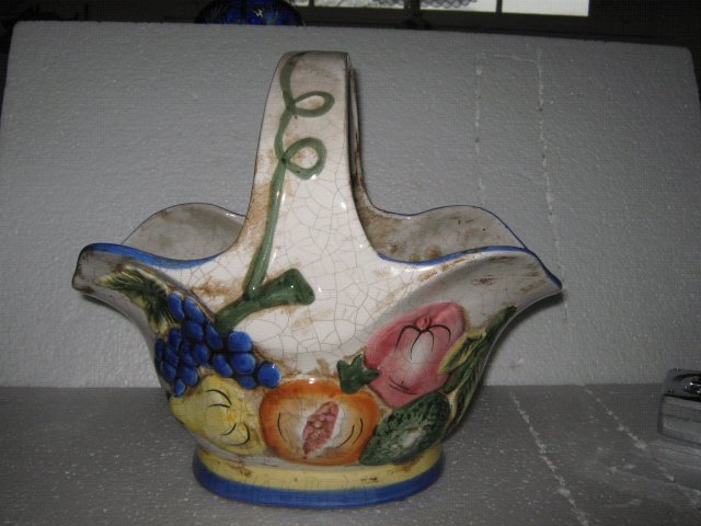 Majolica Style Porcelain Basket with Vegatables