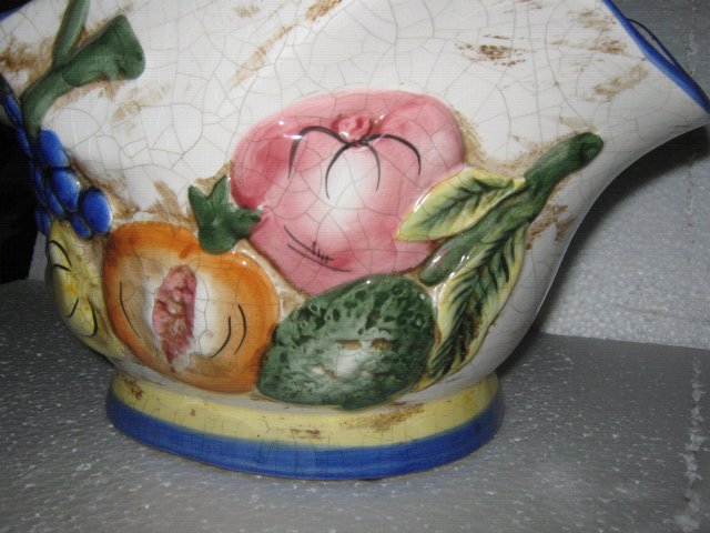 Majolica Style Porcelain Basket with Vegatables