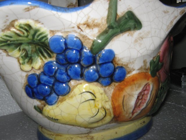 Majolica Style Porcelain Basket with Vegatables