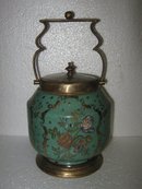 Porcelain and bronze Tabacco/ Biscuit Jar with gold detail