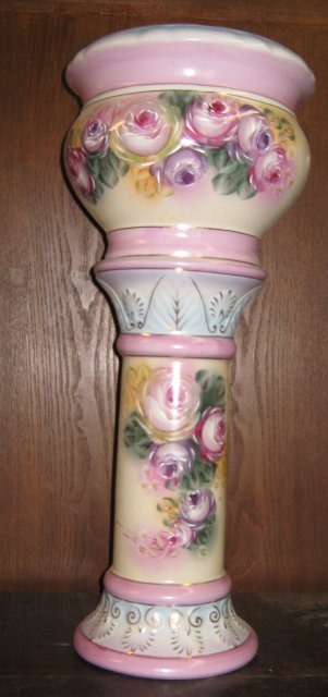 Pink & Purple Rose Jardineer Pedestal Planter Vase