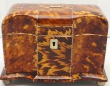 Early Victorian Tortoiseshell Tea Caddy