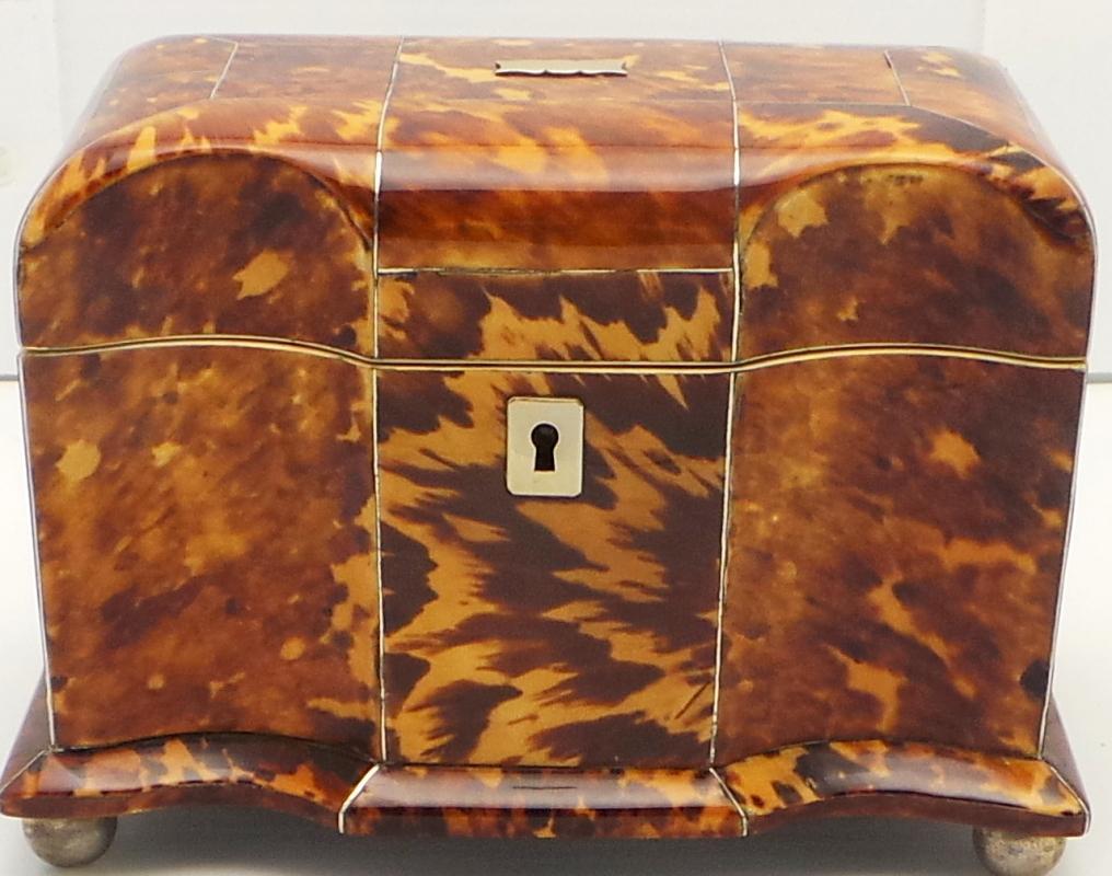 Early Victorian Tortoiseshell Tea Caddy