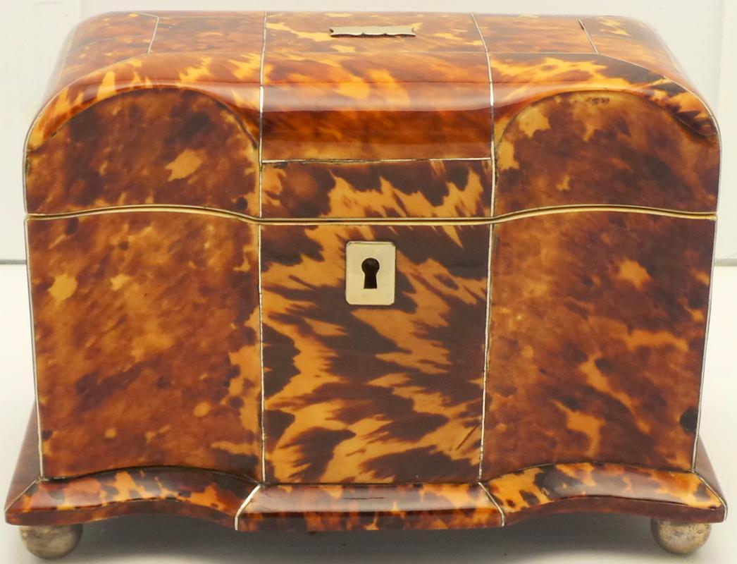 Early Victorian Tortoiseshell Tea Caddy