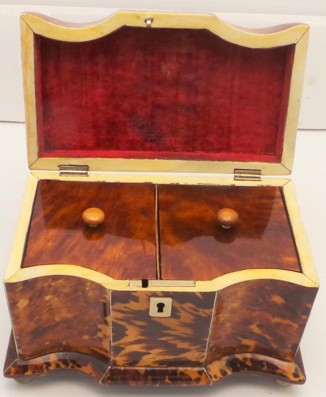 Early Victorian Tortoiseshell Tea Caddy
