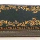 18th Cen Hand Painted Fan on Vellum with Ivory Sticks & Guard. Leather Box