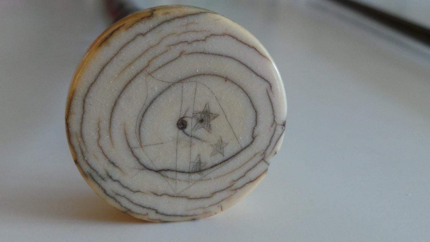 An Interesting nautical Cane w/ a Two-Piece Whale Ivory Handle