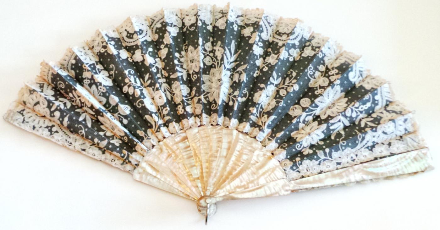 Anique Mother of Pearl & Ivory Hand Painted Fan