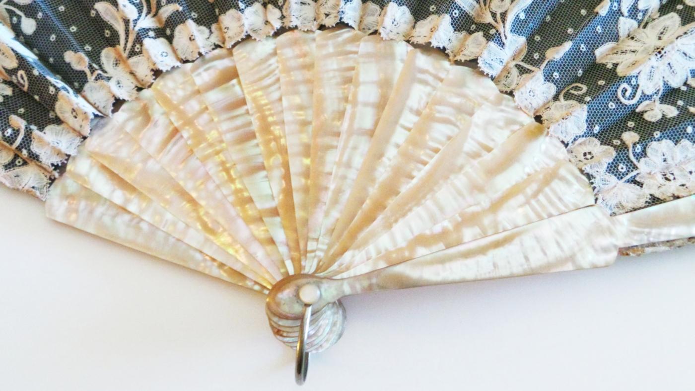 Anique Mother of Pearl & Ivory Hand Painted Fan