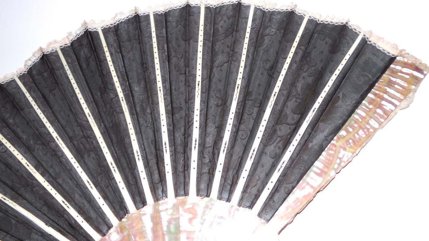Anique Mother of Pearl & Ivory Hand Painted Fan