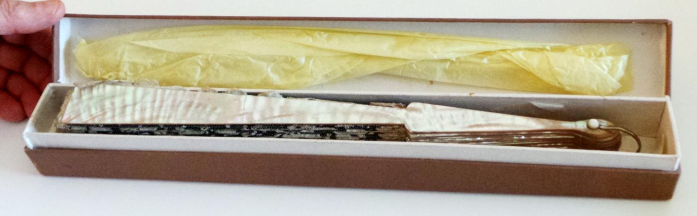 Anique Mother of Pearl & Ivory Hand Painted Fan