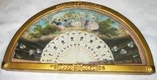 c1870 Duvelleroy Mother of Pearl Hand Painted French France Fan