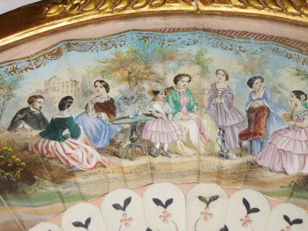 c1870 Duvelleroy Mother of Pearl Hand Painted French France Fan