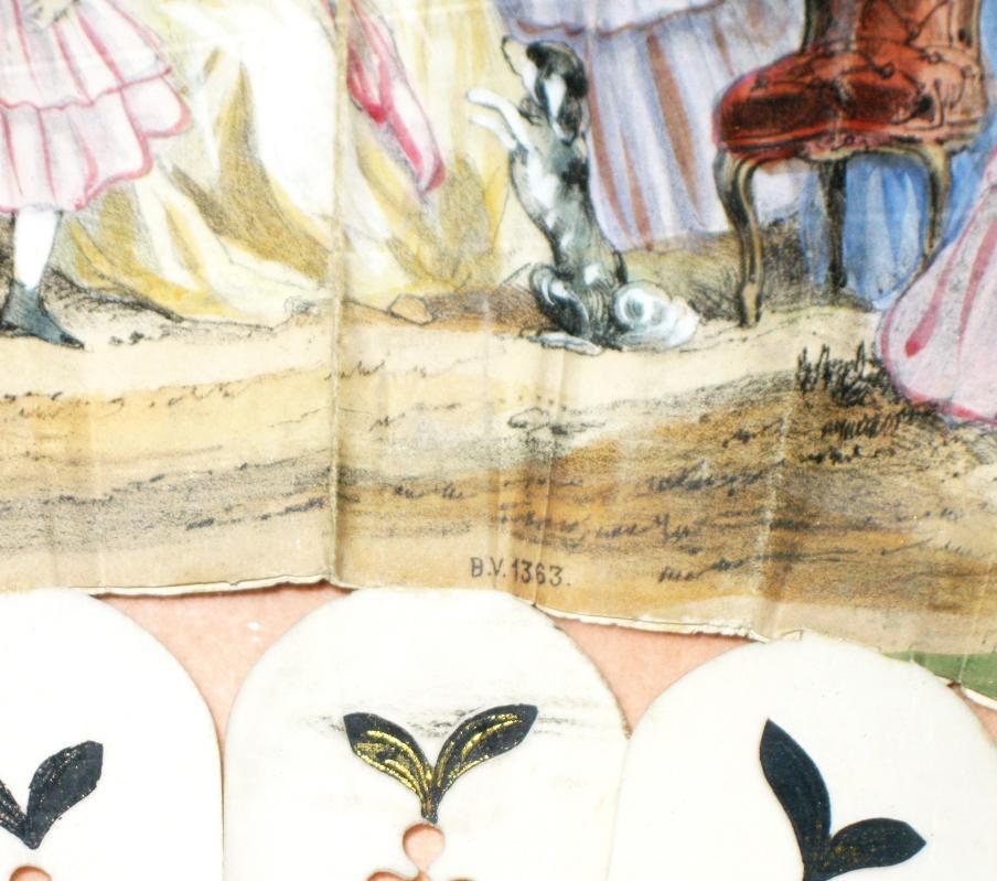 c1870 Duvelleroy Mother of Pearl Hand Painted French France Fan
