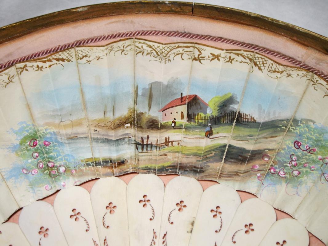 c1870 Duvelleroy Mother of Pearl Hand Painted French France Fan