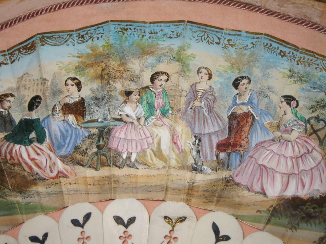 c1870 Duvelleroy Mother of Pearl Hand Painted French France Fan