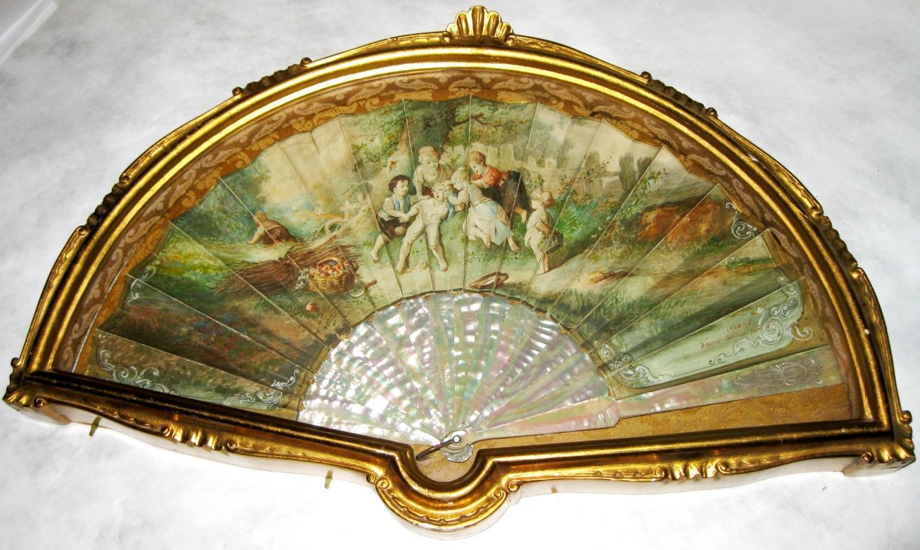1870 Double Signed Duvelleroy Mother of Pearl Fan