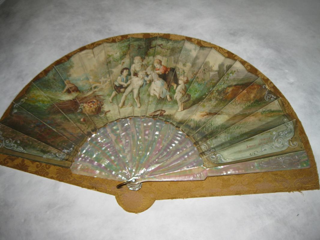 1870 Double Signed Duvelleroy Mother of Pearl Fan