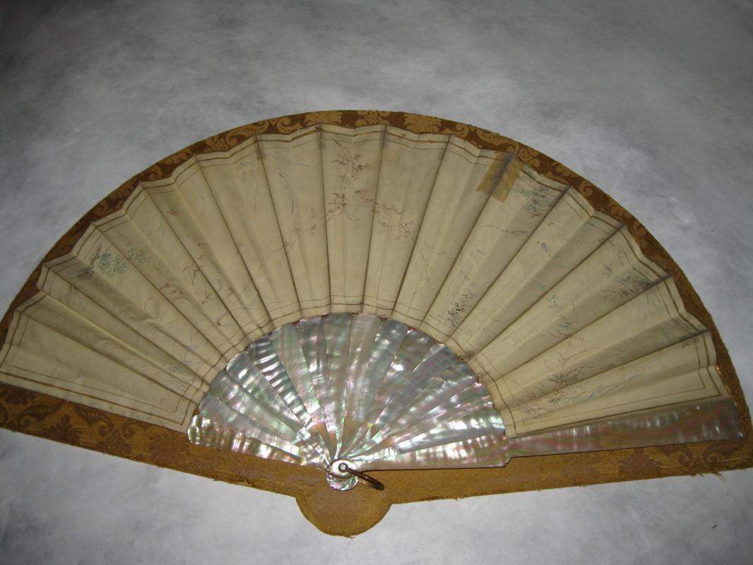 1870 Double Signed Duvelleroy Mother of Pearl Fan