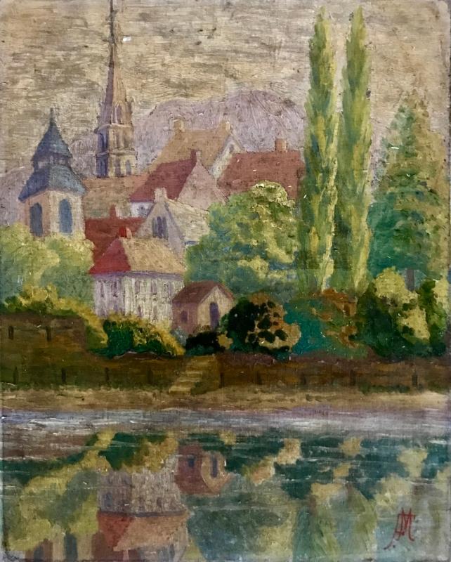 Impressionist 1920s oil painting on canvas