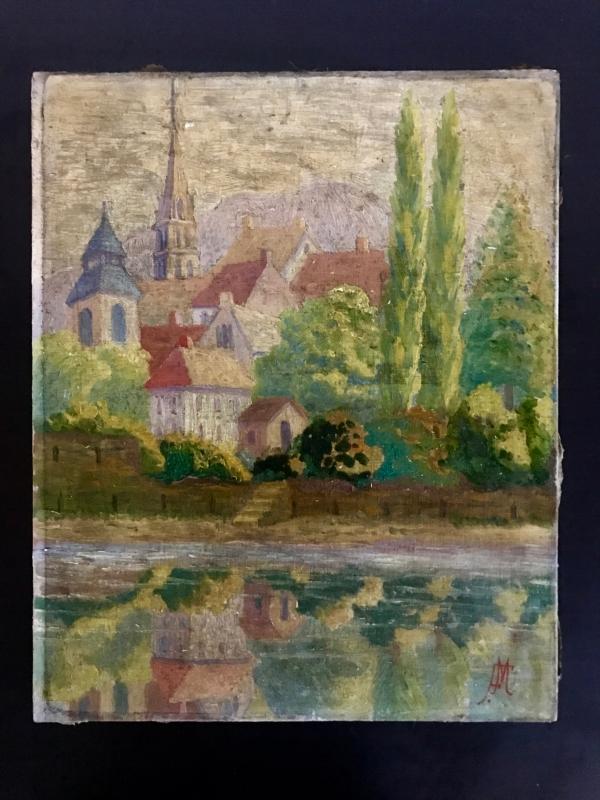 Impressionist 1920s oil painting on canvas