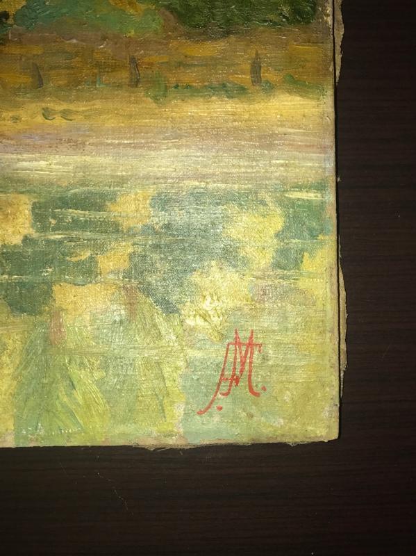 Impressionist 1920s oil painting on canvas