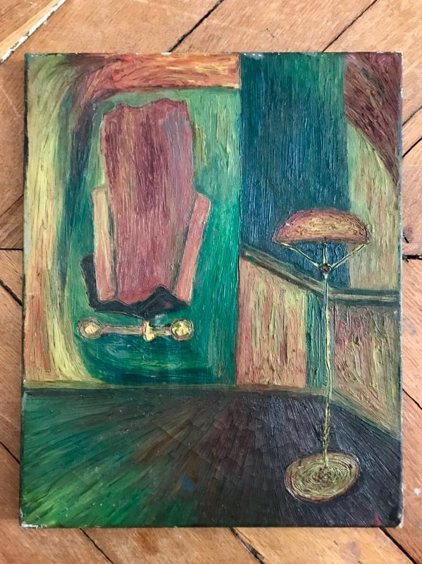 1956 French modernist oil painting on canvas