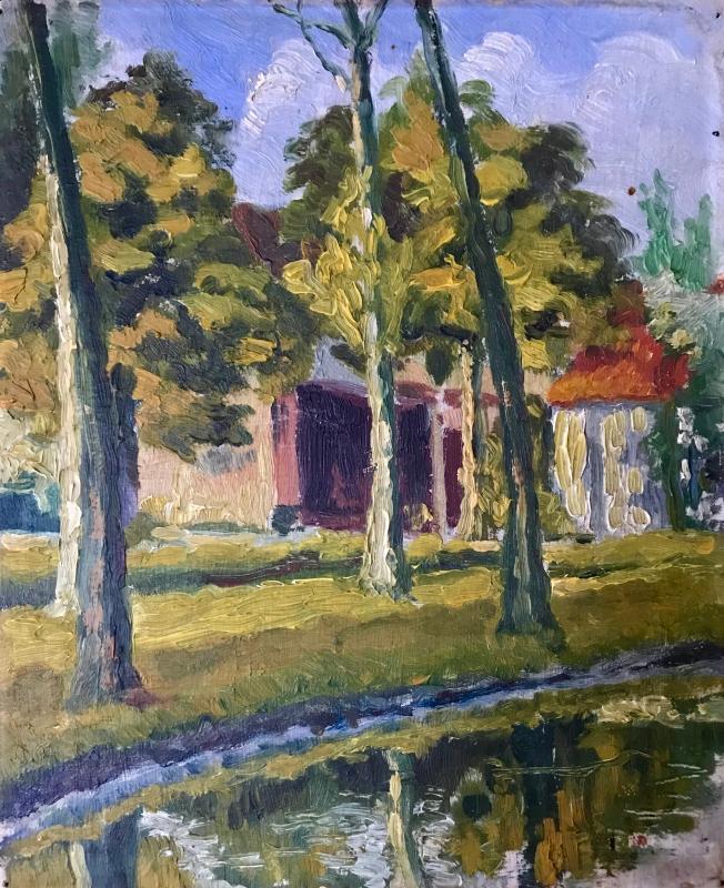 1920s French oil painting on wood