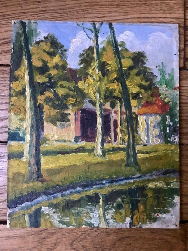1920s French oil painting on wood