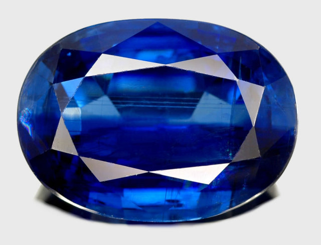 4.30 CARAT KAYANITE GEMSTONE Superb Cobalt Blue Color, set White Diamond Ring