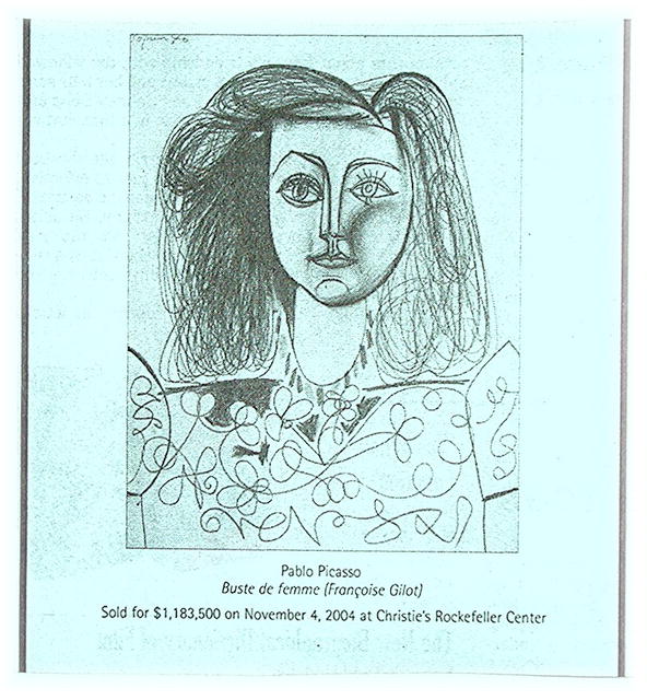 PICASSO * FRANCOISE GILOT. Rare 1967 Zinc Plate