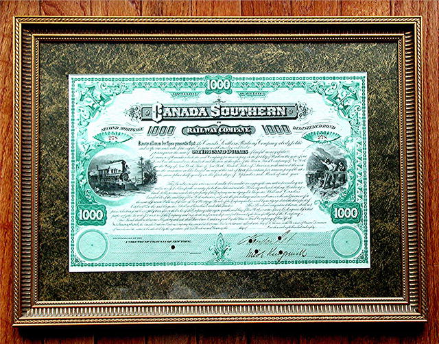 Rare .Vanderbilt - Autographed Canada Southern Rail Bond