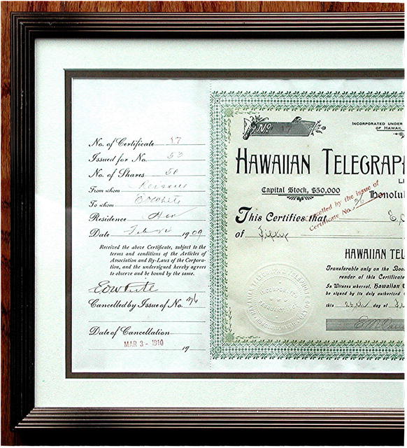 Extremely Rare * Hawaiian Telephone & Telegraph Co.
