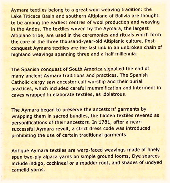 PERU. Handwoven Cerimonial Leaders Mantle