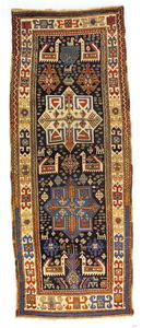GANDJE - Long Rug CIRCA 1830. Rare Period Carpet