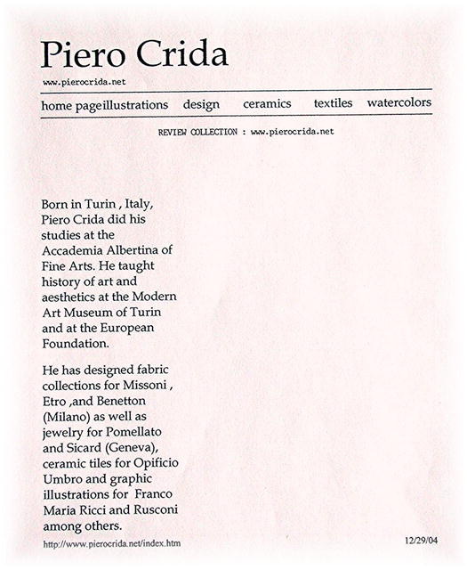 PIERO CRIDA. STUDIOS. WATERCOLOR. ITALY