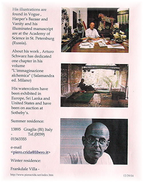 PIERO CRIDA. STUDIOS. ITALY.