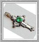 EMERALD HOLLY CROSS ICON. GOLD * DIAMOND.