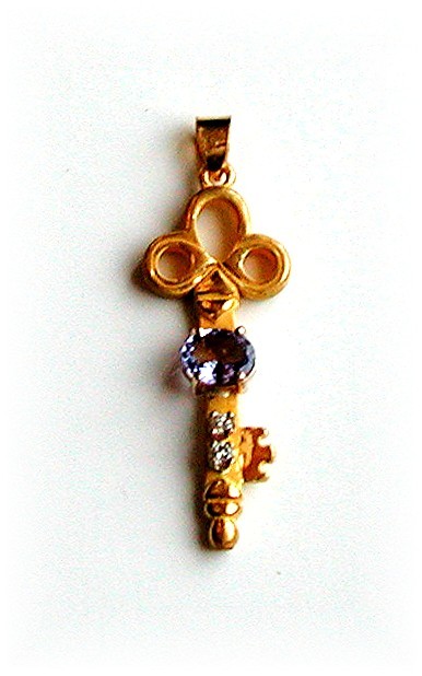 TANZANITE. RUBY. EMERALD * 24 K GOLD PENDANTS. DIAMONDS. SET of 3 COMPLETE