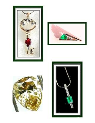 CANARY YELLOW DIAMOND * EMERALD * RUBY * TANZANITE. Vaulted Gems. Estate Designer Jewelry