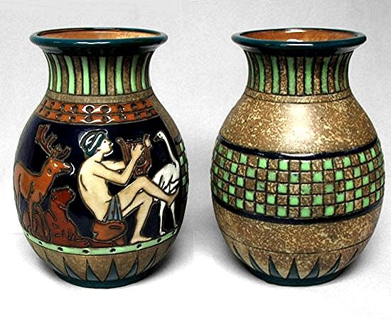 CZECH AMPHORA * Antique VASES. Campina Signed