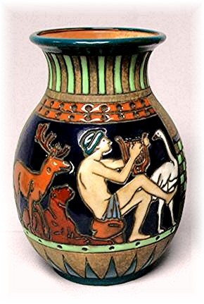 CZECH AMPHORA * Antique VASES. Campina Signed