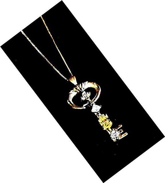 YELLOW DIAMOND * Key Pendant Necklace