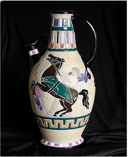 CZECH AMPHORA, ARTISAN SERIES Crete Rearing Horse Amphora * $ 800.